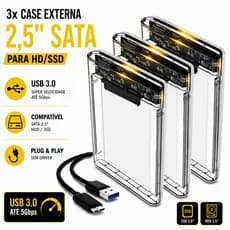 Kit 3 Case De Gaveta Usb 3.0 Hd 2.5 Sata Externo Slim Xbox