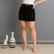Saia Jeans Feminina Preta 34 ao 46