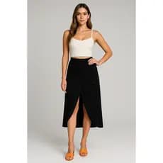Saia Envelope Midi Feminina – Amarração Lateral e Modelo Ajustável Elegante