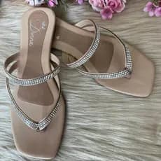Sandália Feminina Rasteirinha Strass Horizontal Duas Tiras