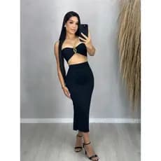 Conjunto Feminino Paula Saia e Cropped Suplex