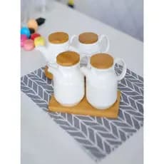 Kit Com 2 Peças Porta Mantemento em Cerâmica com bandeja