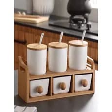 Kit Com 6 Peças Porta Mantemento em Cerâmica com Suporte