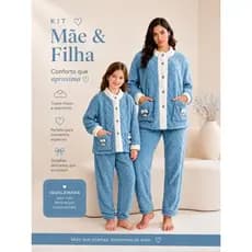 Conjunto Pijama Familiar Mãe e Filha Inverno | Estilo Moda, Tecido Plush Macio, Super Quentinho e Confortável