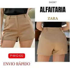 Short Alfaiataria Feminino Social Cintura Alta Com Bolso PROMOÇÃO