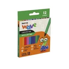 Lápis De Cor Mini Reciclado - 12 cores  - Bazze Wave