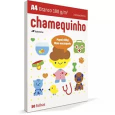 Papel Sulfite Escolar A4 Chamequinho Branco A4 180g/m² 210mmx297mm - 50 Folhas