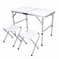 Mesa Dobrável Portátil Branca em Alumínio – Compacta, Resistente e Fácil de Transportar