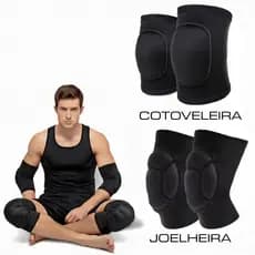 Kit Conjunto Joelheira esportiva e Cotoveleira de proteção para danca volei goleiro acolchoado reforçado