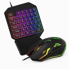 Kit Gamer Teclado Uma Mão One Hand RGB + Mouse Gamer USB para PC Notebook Jogos