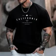 Camiseta Masculina Algodão Premium Casual California Elegante Para Sair
