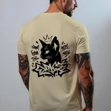 Camiseta Slim Cat Streetwear Estampada Linda Justa Style no Algodão