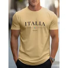Camiseta Masculina Casual Italia Elegante Premium Algodão Estilo