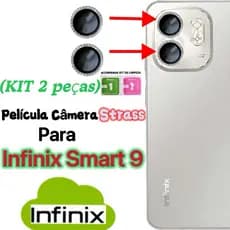 Kit (*2pçs) Película Câmera Diamonte Infinix Smart 9 Brilhente Anti Risco Protetor da Lente com Strass