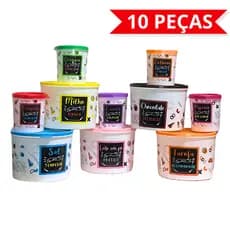 Kit 10 Potes Plásticos Porta Condimentos e Tempero