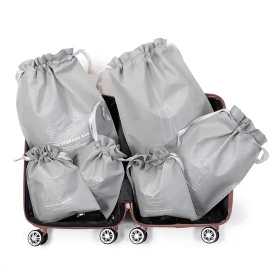 Kit 6 Organizador De Sacos Non-Woven Para Viagem Fecho De Fita Cetim ATP37