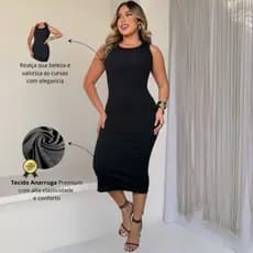 Vestido Midi Feminino Casual Básico Anarruga