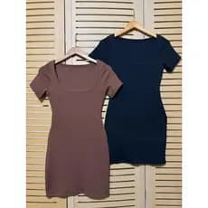 Kit 2 Vestidos Feminino Tubinho Curto Canelado Confortável Casual Basico