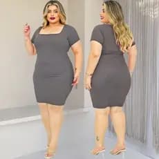 Vestido Feminino Tubinho Confortável Casual Básico Plus Size