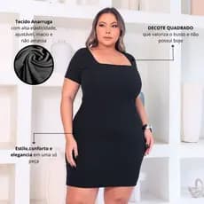 Vestido Plus Size Feminino Curto Casual Tubinho Básico Confortável
