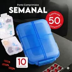 Porta Organizador Comprimido Vitamina Remédio Estojo Semanal Portátil 10 Compartimentos