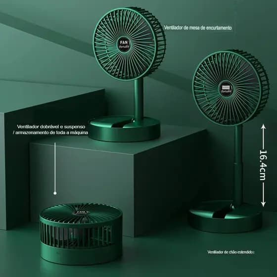 Ventilador Portátil Dobrável De Mesa Usb Recarregável Silencioso