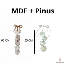 Combo coração de madeira para decoração de ambientes