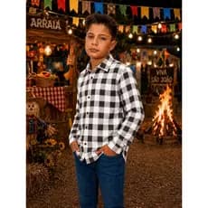 Camisa Xadrez Infantil Juvenil Flanelada Manga Longa – Tamanho 2 ao 16