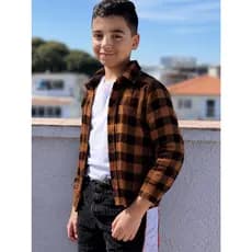 Camisa Xadrez Masculina Infantil Manga Longa Flanelada Festa Junina Inverno Menino Kids