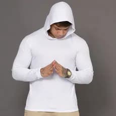 Camisa Masculina Manga Longa C/ Capuz Dry Fit Esportiva Treino Academia