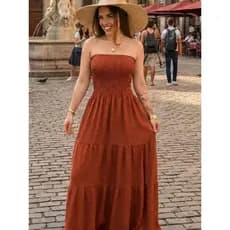 Vestido Longo Tomara que Caia Estampado Liso Elegante Festa Praia Estilo Casual Moda 2026 ENVIO RAPIDO