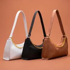 Kit Bolsas Femininas 3 Baguetes Lisas Pequenas Correntes de Ombro e de Mão
