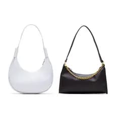 Kit Bolsa Meia Lua + Bolsa Baguete Corrente de Lado de Mão Pequena
