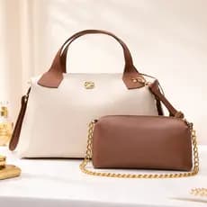 Kit Bolsa Feminina + Necessaire Elegante Transversal Grande De Ombro de Mão