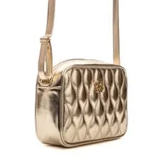 Bolsa Feminina Metalizada Transversal de Lado e do Ombro Matelassê Bordada