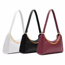 KIT BOLSAS FEMININAS 3 BAGUETES LISAS PEQUENAS CORRENTES DE OMBRO E DE MÃO PEQUENAS MEIA LUA MARSALA