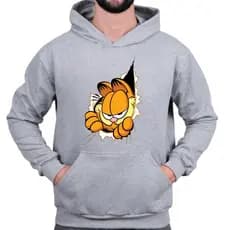 Moletom Canguru com Capuz 100% Algodão Estampado Garfield