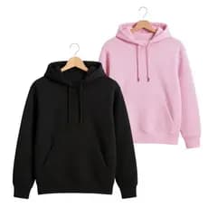 Kit 2 Moletom Canguru Com Capuz e Bolso Sem Estampa Liso Confortável Inverno Blusa Flanelado Unissex