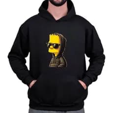 Blusa de Frio Moletom Canguru com Capuz Estampado Bart Simpsons