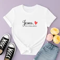 Camiseta Feminina Casual Estampada Jesus Cristã Lançamento Envio Rapido