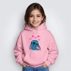 Moletom Infantil Canguru Bolso Capuz Desenho Personagem Filme Sti-tch