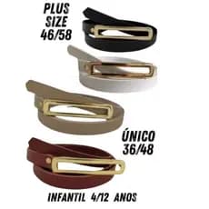 cintos feminino-zara- kit 4 pç cinto preto/caramelo/nude /branco 1.2 ct fino cinto -plus size,único 36/48 e infantil.