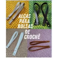 par de alça de bolsas com botão de pressã para bolsas de crochê tricô macramê artesanato 60 cm Alças grande de qualidade