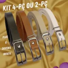 kit cinto feminino -retângular-grafit      4 pç cor preto/brnco/nude/caramelo tamanhos cinto plus/único/juvenil/infantil