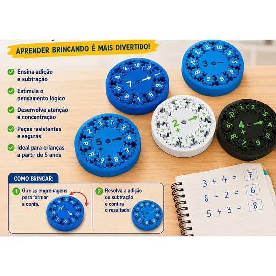 Kit de 9 Spinner Matemático Fidget Spinners, Brinquedo interativo e Educacional