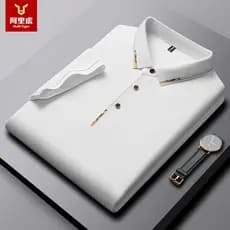 Alihu Camisa POLO masculina de verão com contas finas, manga curta reta, Casual, cor sólida, masculina