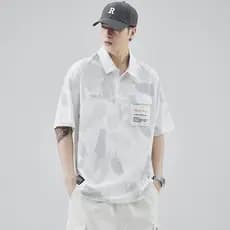 Verão solto 2026 confortável All-Match lapela camisa polo masculina topo camisa polo masculina