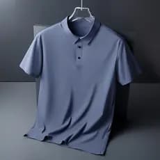 Camisa polo de seda gelo sem costura de alta qualidade masculina verão lapela secagem rápida manga curta topo pai idoso