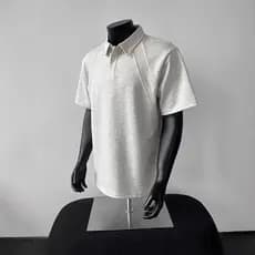 Estilo americano Formal ombro camisa polo de manga curta masculina verão juventude camiseta lapela Raglan ombro meia man