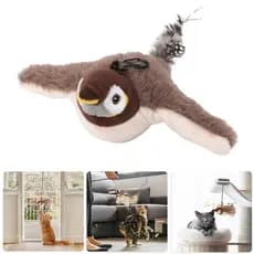 1 Pçs Eletrônico Pássaro Voador Gato Brinquedo Cantando Interativo Para Gatos Recarregável Voando Brinquedos Pendurado Toque-Ativado